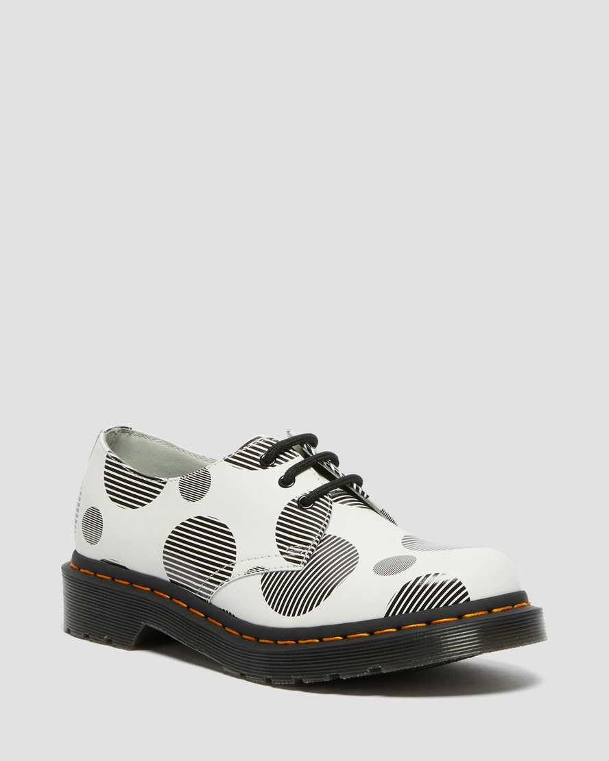 Dr. Martens 1461 Polka Dot Smooth Deri Kadın Oxford Ayakkabı - Ayakkabı Beyaz/Siyah |RXQSF2014|